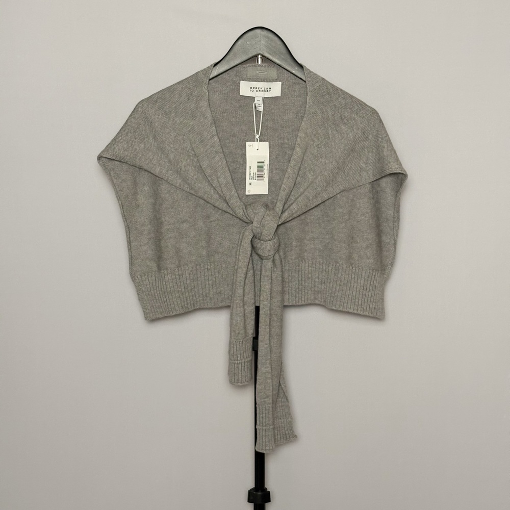 Derek Lam 10 Crosby Women's Cropped Tie Front Wool Blend Sweater Grey One Size